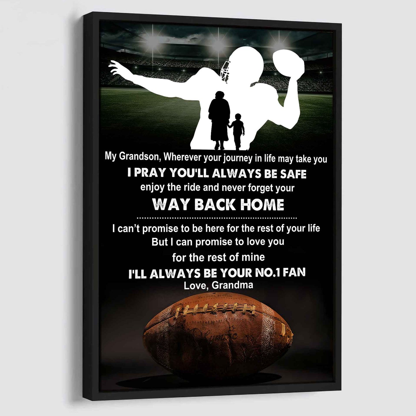 Sport Poster Canvas Grandma To Grandson - Never Forget Your Way Back Home I Will Always Your No 1 Fan