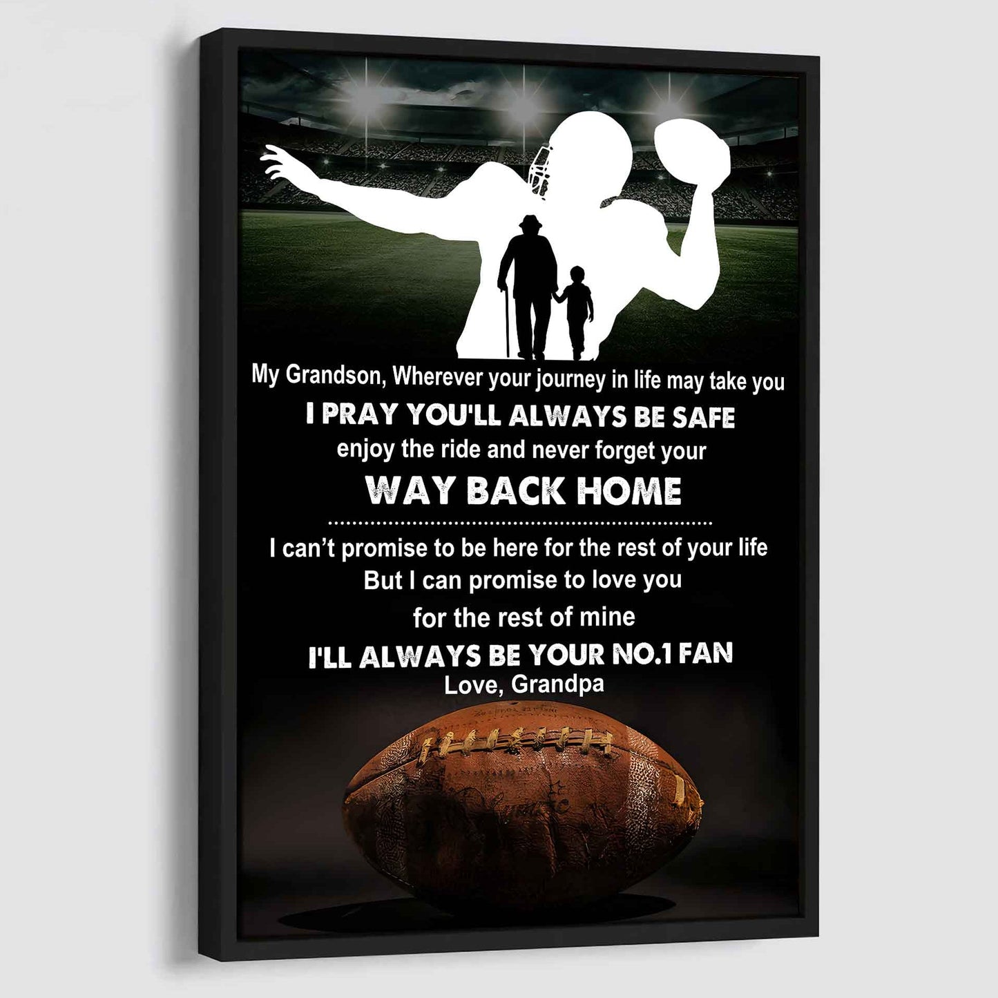 Sport Poster Canvas Grandpa To Grandson - Never Forget Your Way Back Home I Will Always Your No 1 Fan