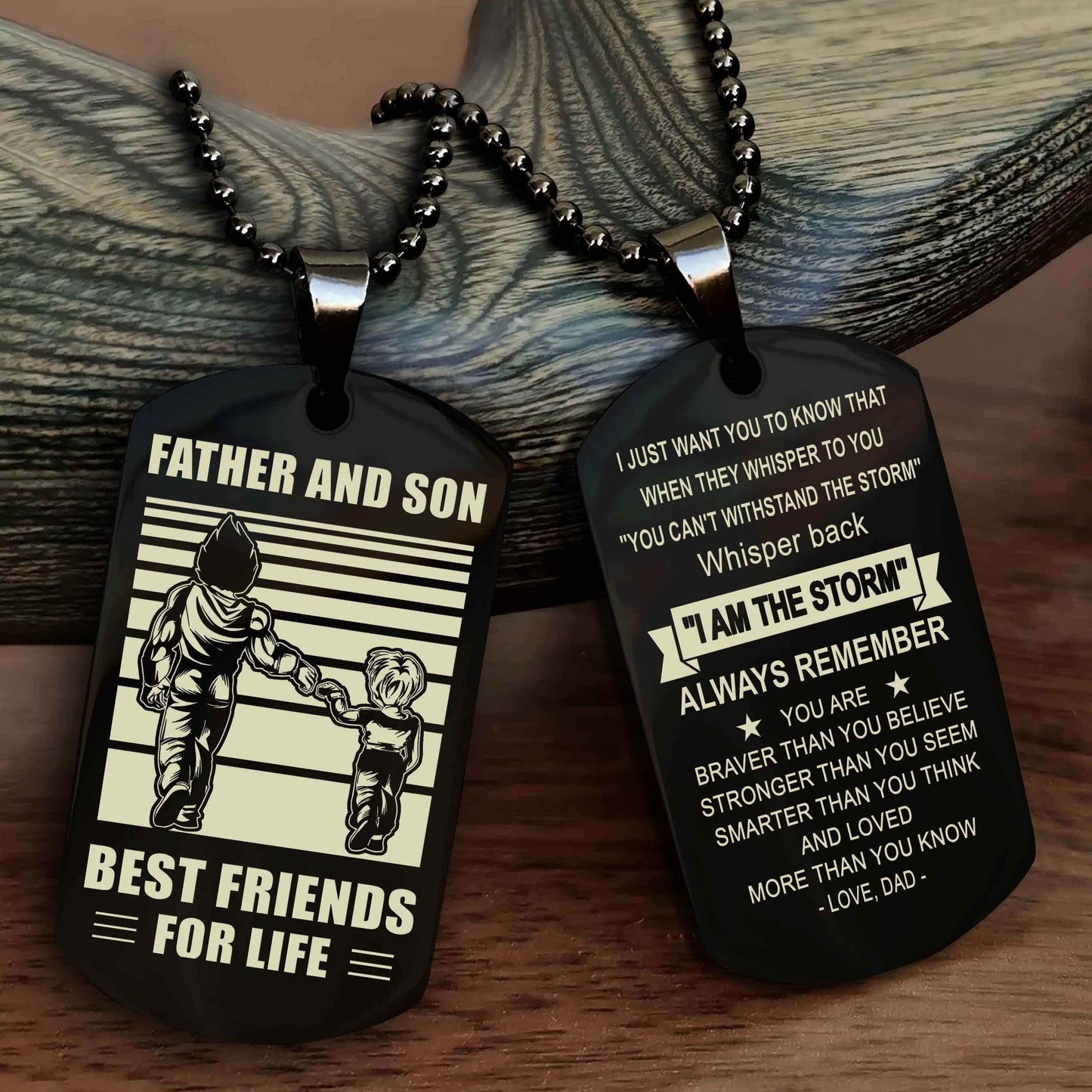 Cowboy Personalized Double Sided Dog Tag To My Son I Love You - Whisper Back I'm The Storm