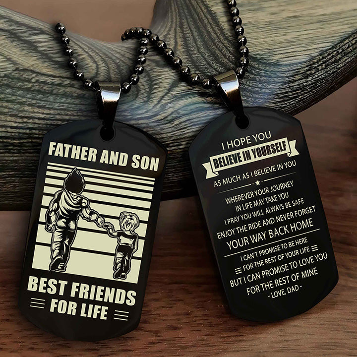 cowboy personalized double sided dog tag to my son i love you - enjoy the ride and never forget your way back home from