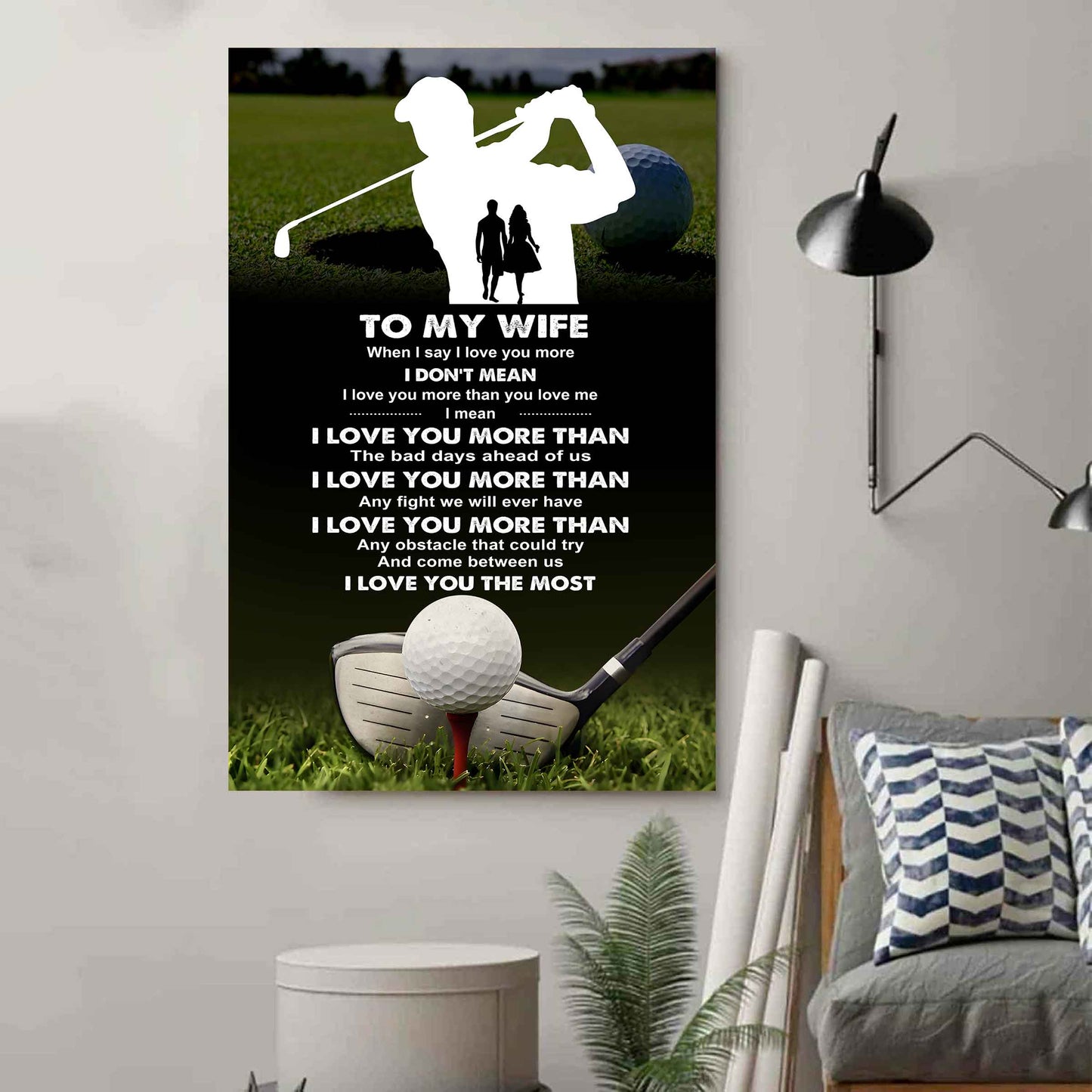 sport poster canvas to my wife when i say i love you more - i love you the most gift for your wife
