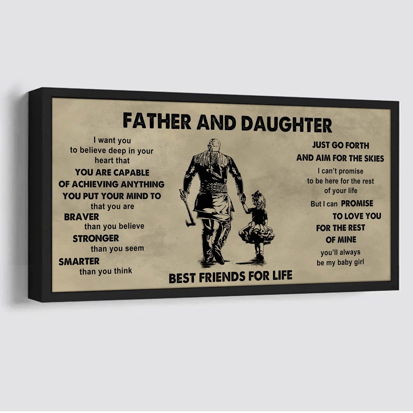 drb father and daughter best friends for life - that you are braver than you believe poster canvas gift for daughter from father