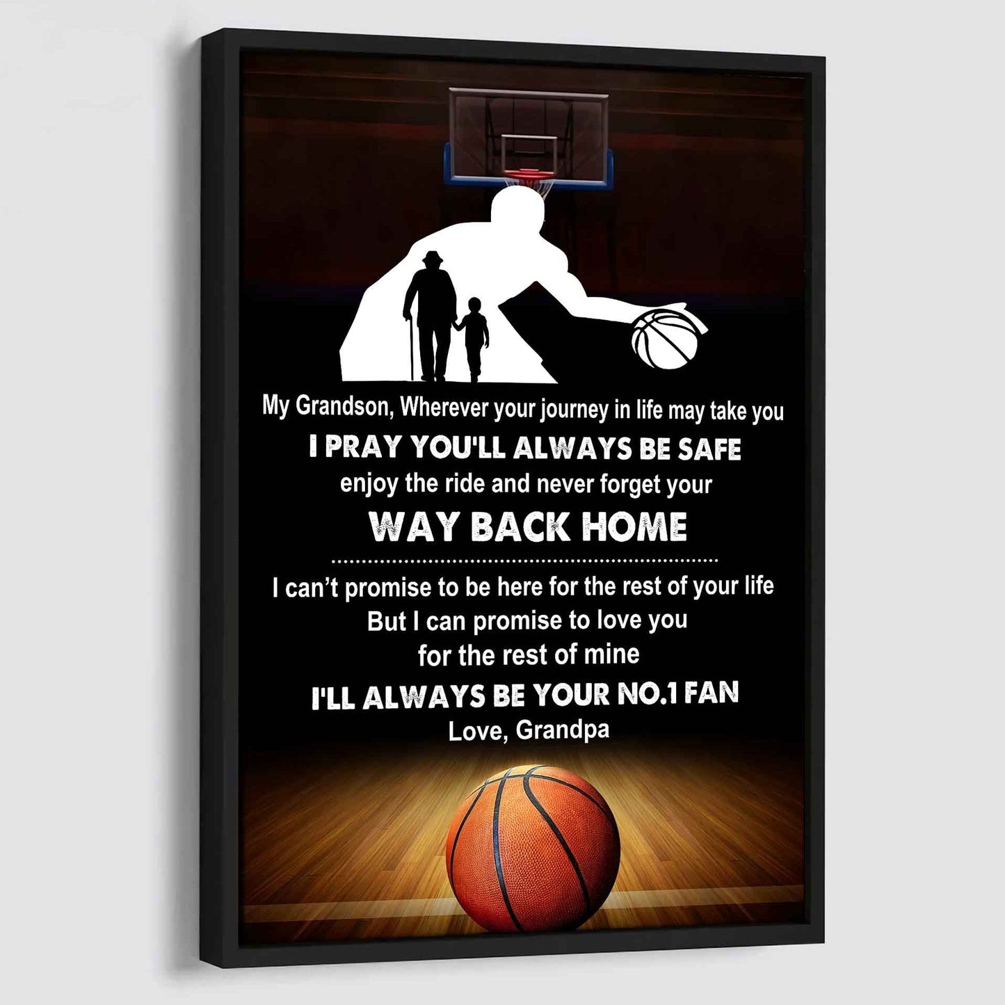 Sport Poster Canvas Grandpa To Grandson - Never Forget Your Way Back Home I Will Always Your No 1 Fan