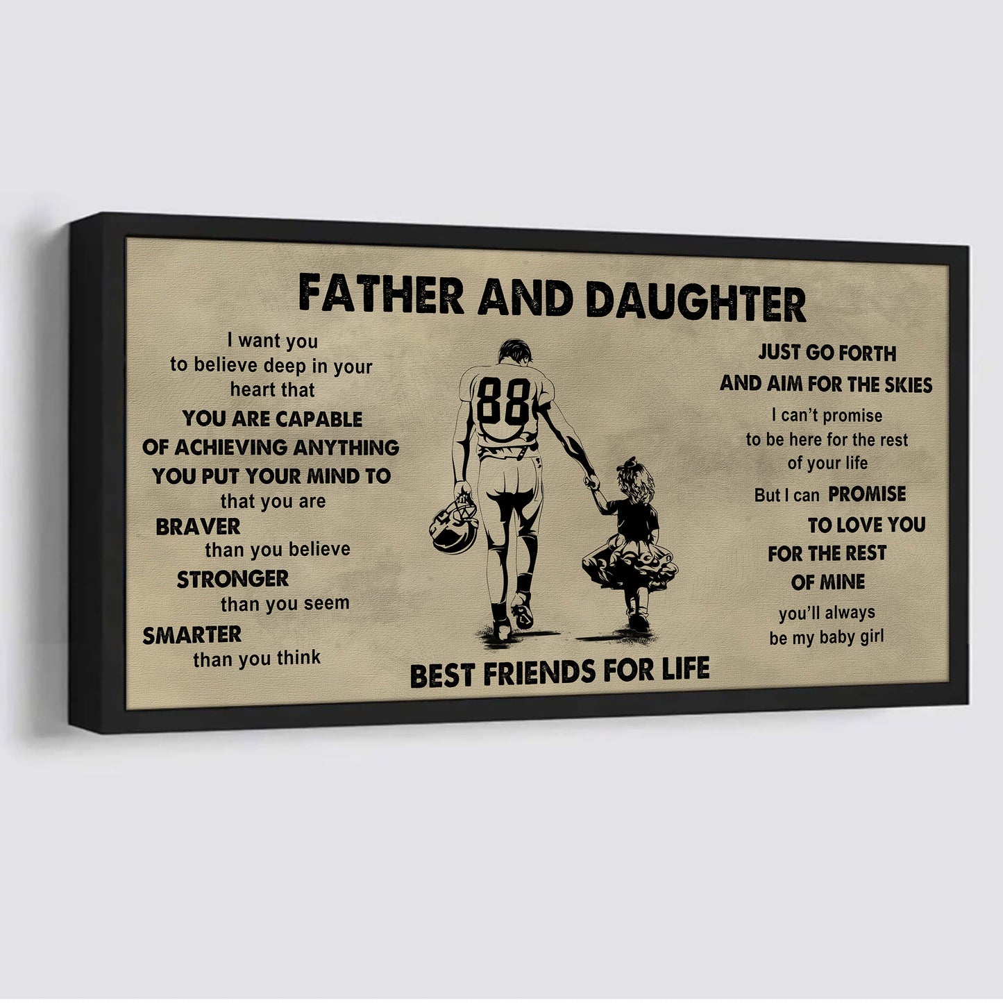 drb father and daughter best friends for life - that you are braver than you believe poster canvas gift for daughter from father