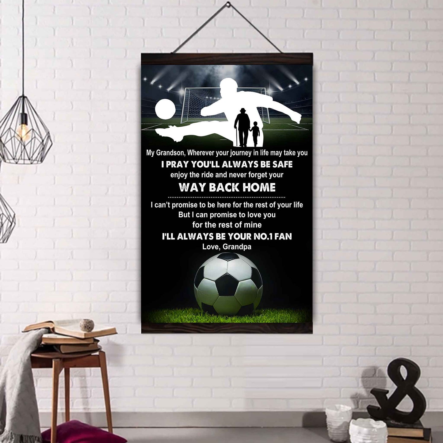 Sport Poster Canvas Grandpa To Grandson - Never Forget Your Way Back Home I Will Always Your No 1 Fan