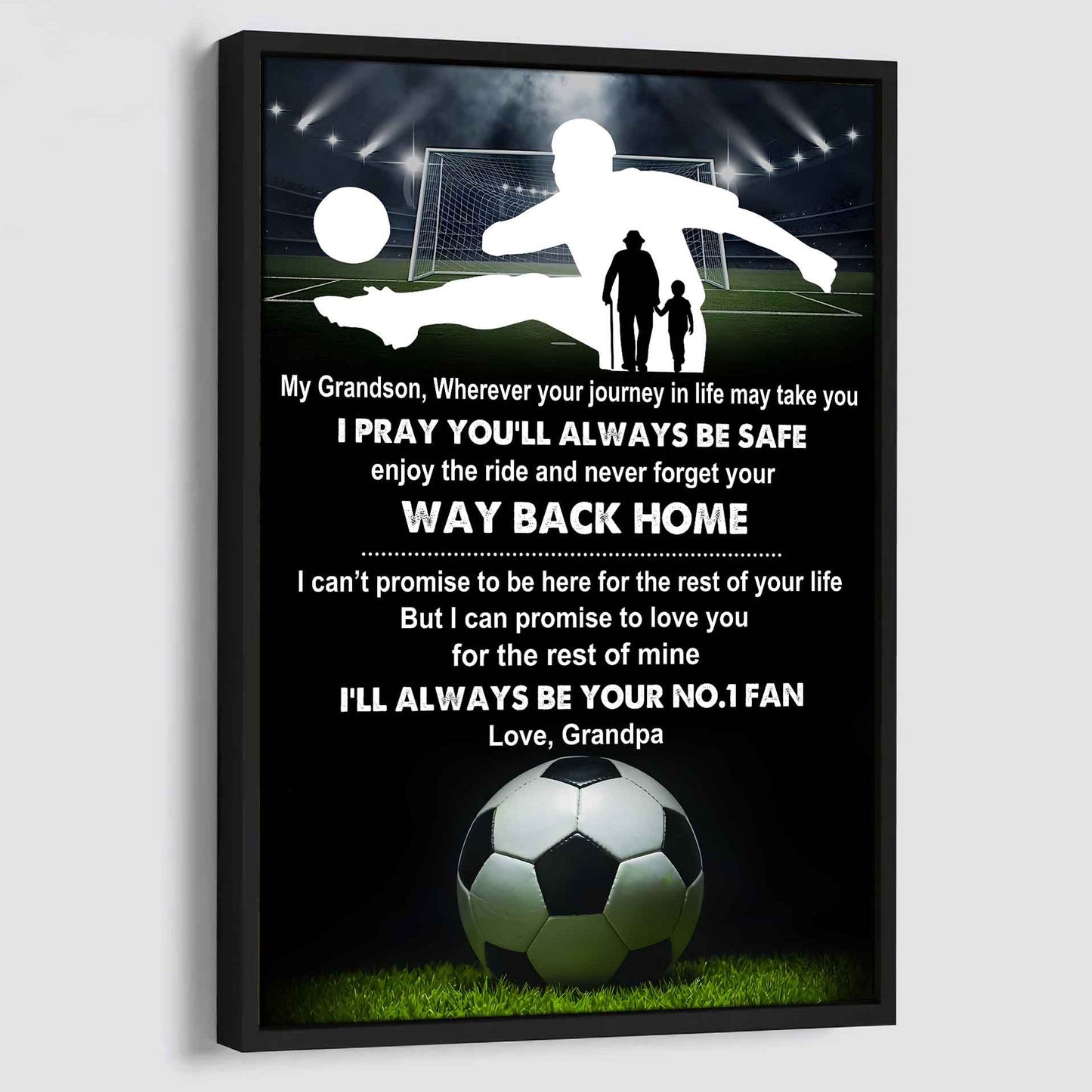 Sport Poster Canvas Grandpa To Grandson - Never Forget Your Way Back Home I Will Always Your No 1 Fan
