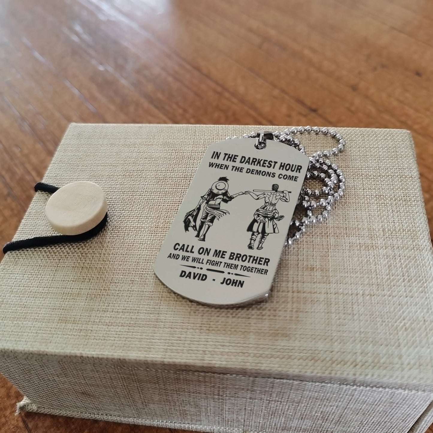 personalized one sided dog tag call on me brother and we will fight them together