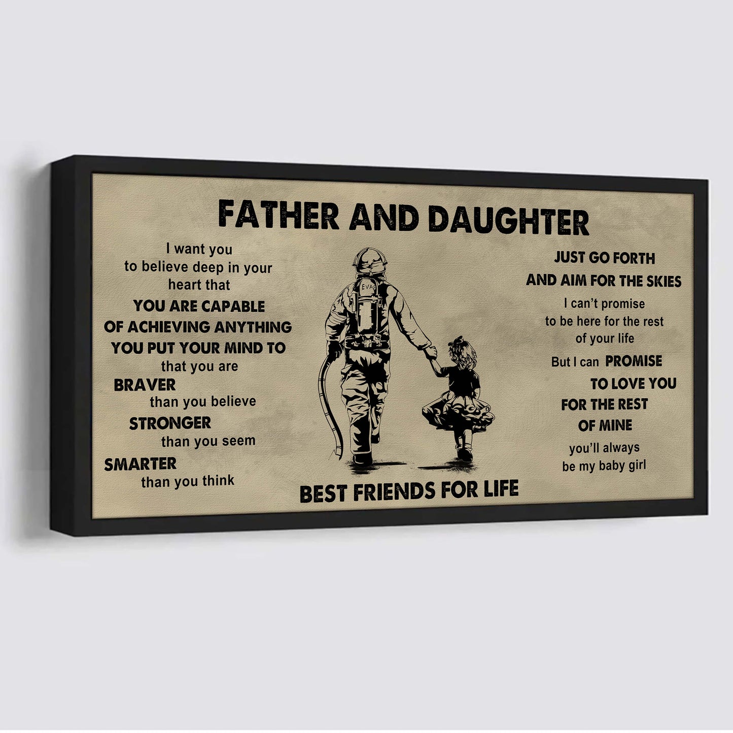 drb father and daughter best friends for life - that you are braver than you believe poster canvas gift for daughter from father