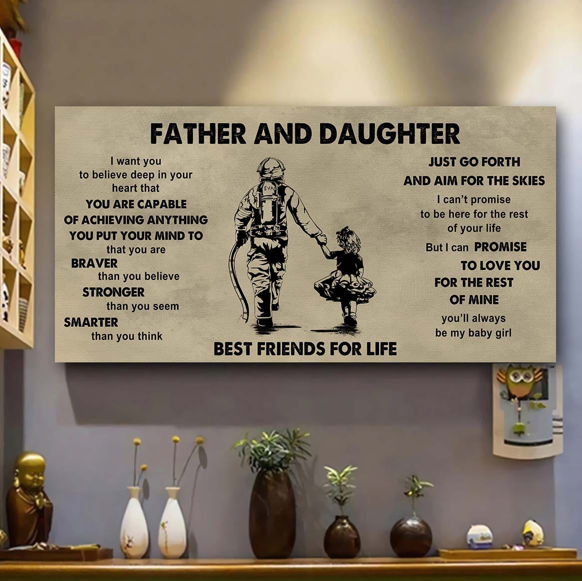 drb father and daughter best friends for life - that you are braver than you believe poster canvas gift for daughter from father