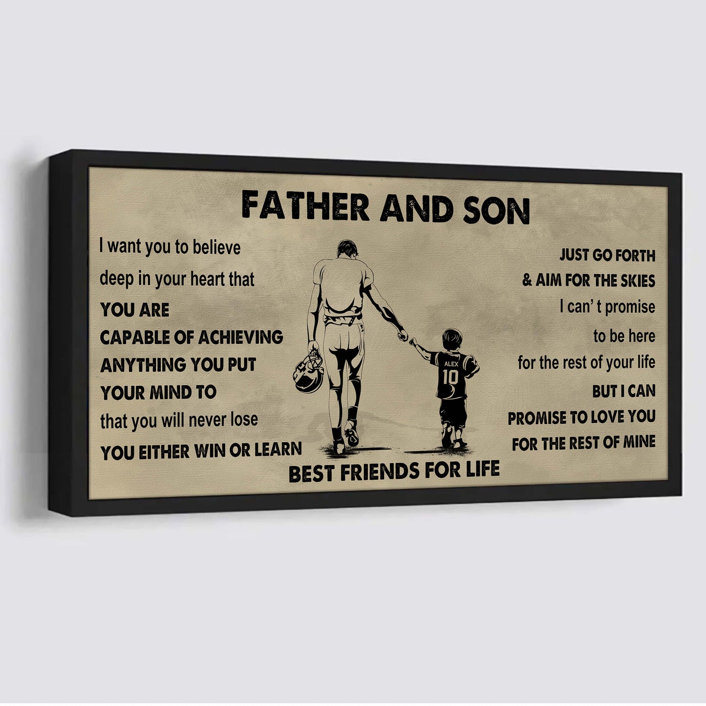 sport-family father and son best friends for life - ver 2 you will never lose poster canvas gift for son from father