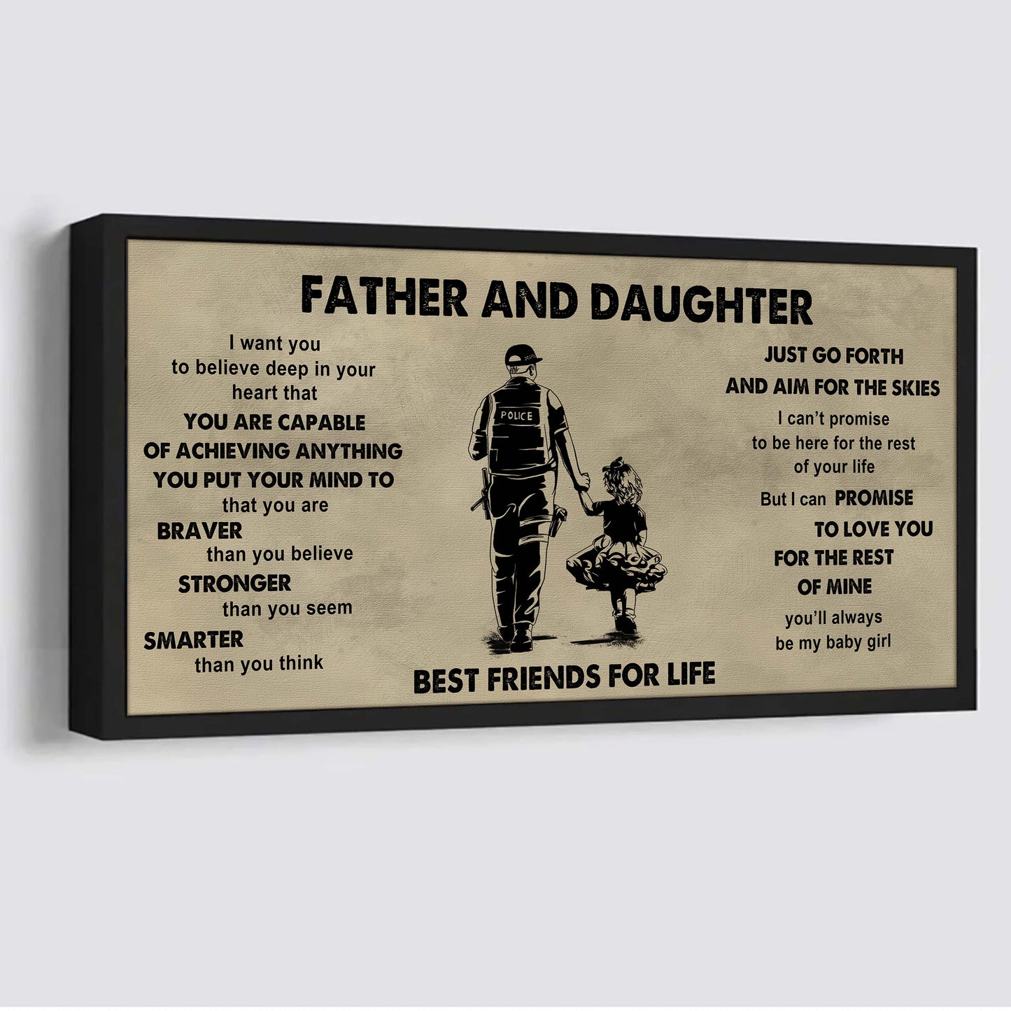 family father and daughter best friends for life - that you are braver than you believe poster canvas gift for daughter from father