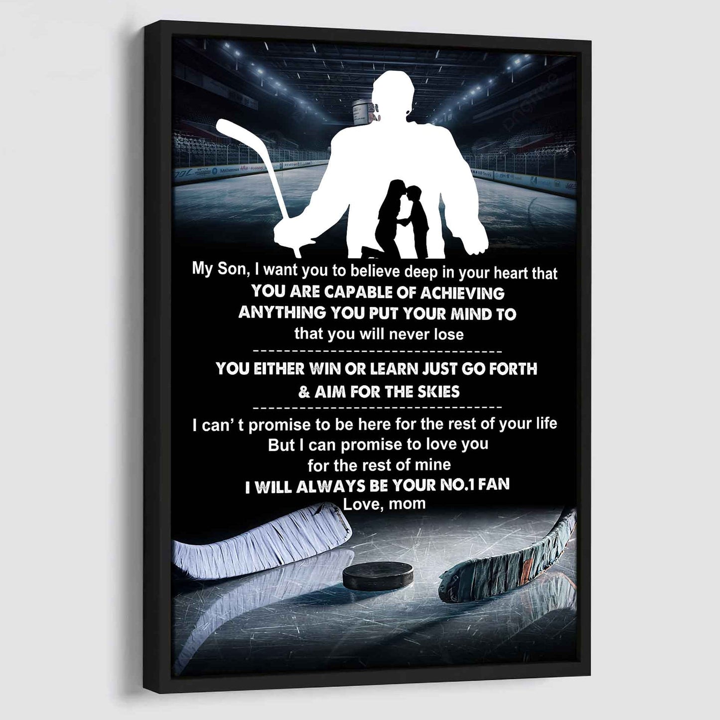 sport poster canvas mom to son - you will never lose you either win or learn i will always your no 1 fan