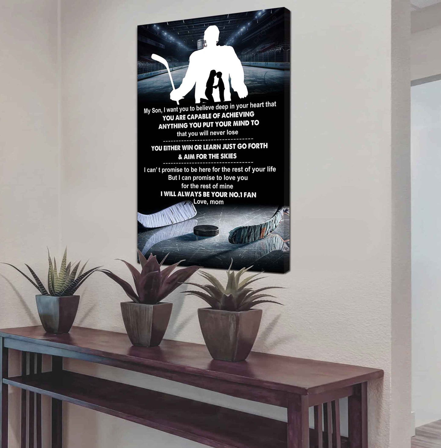 sport poster canvas mom to son - you will never lose you either win or learn i will always your no 1 fan