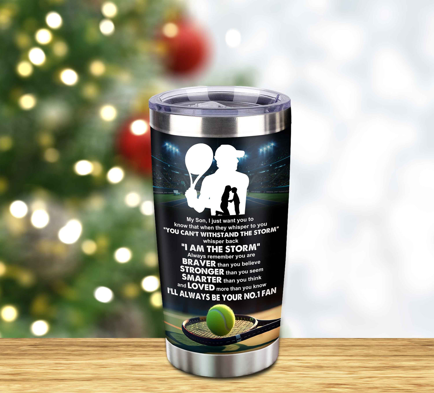 customizable tumbler to my son with inspriration quotes from dad and mom