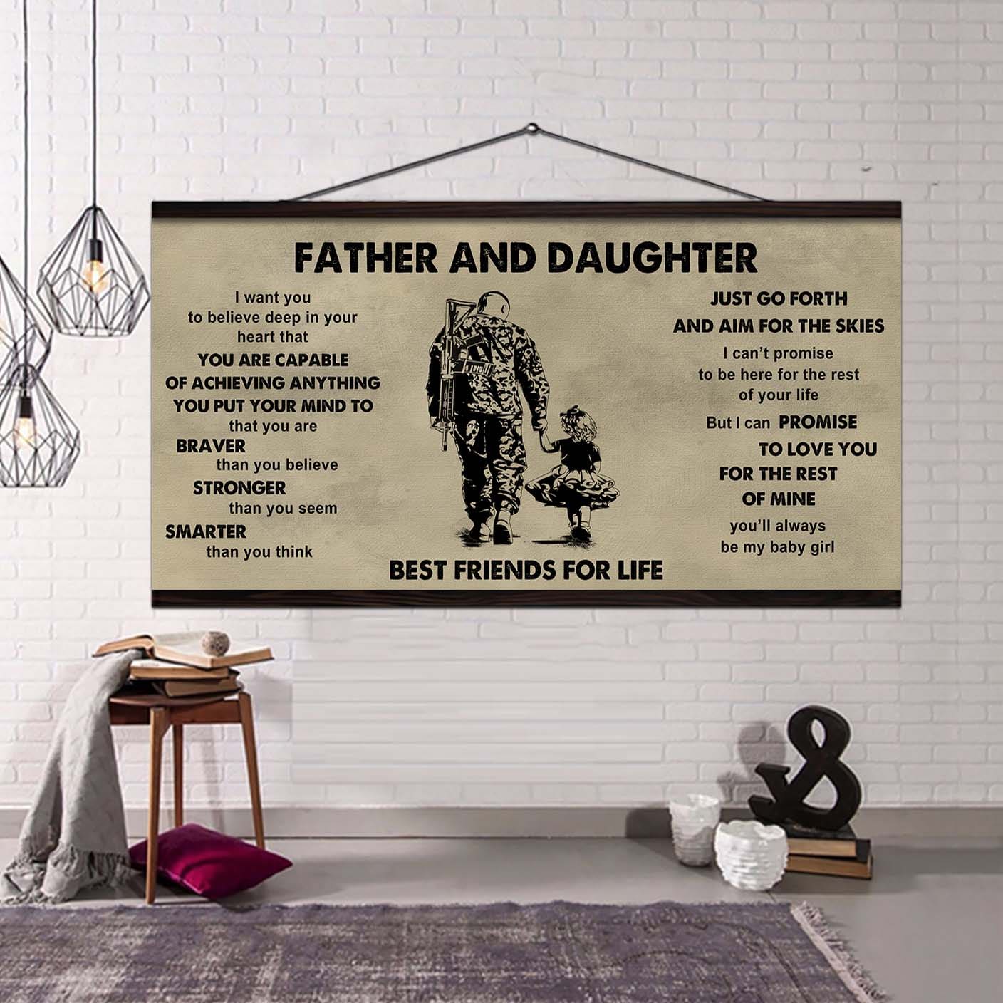 family father and daughter best friends for life - that you are braver than you believe poster canvas gift for daughter from father