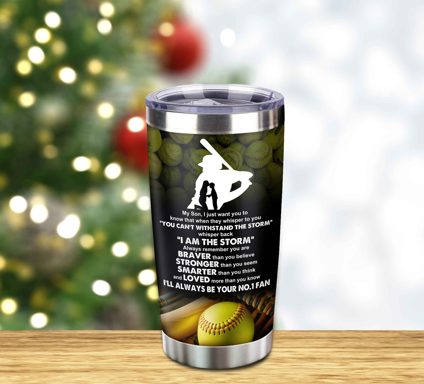 customizable tumbler to my son with inspriration quotes from dad and mom