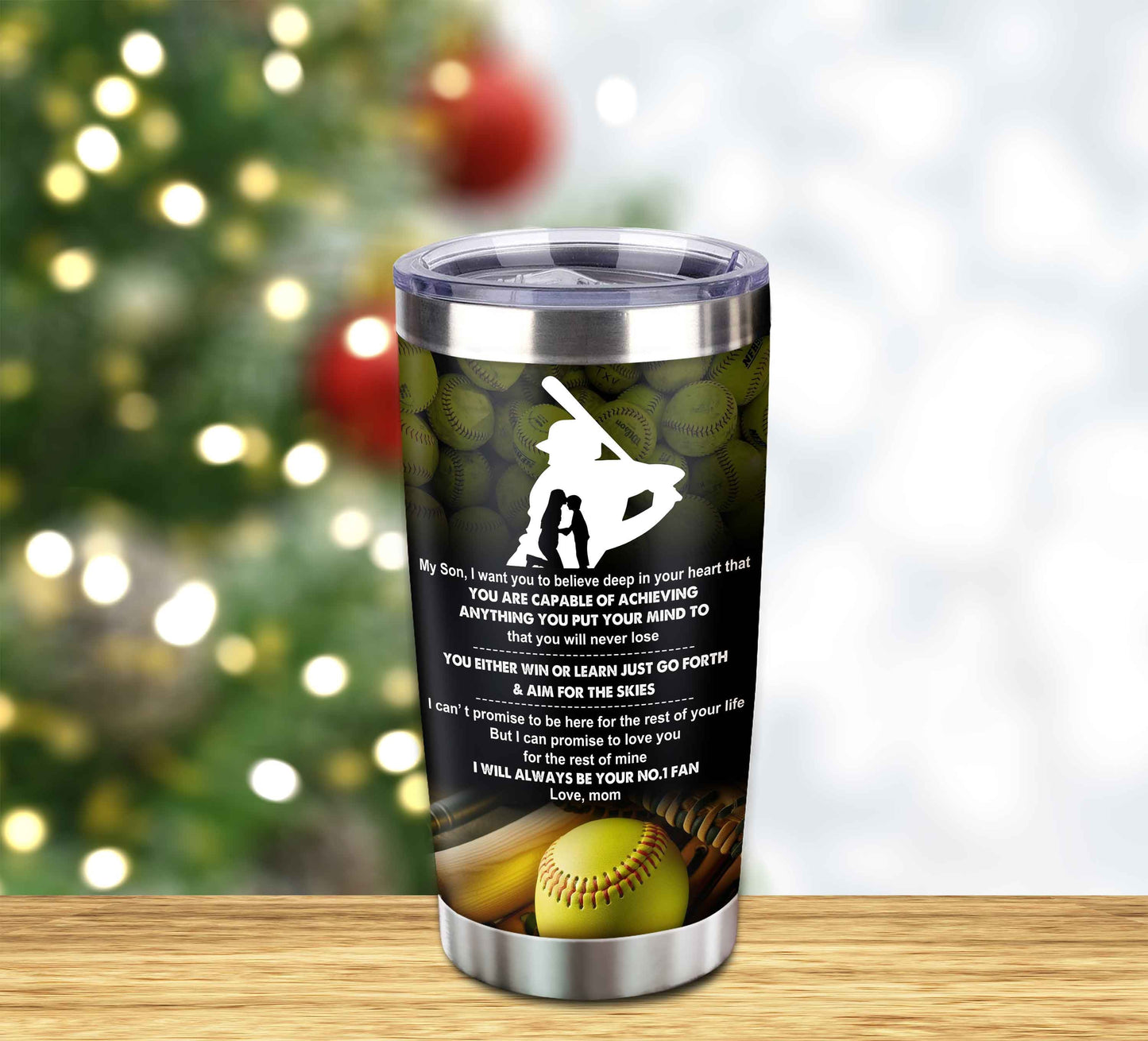 customizable tumbler to my son with inspriration quotes from dad and mom