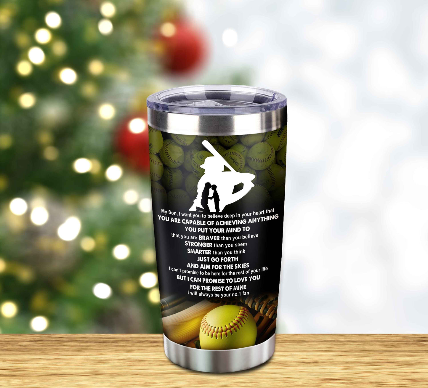 customizable tumbler to my son with inspriration quotes from dad and mom