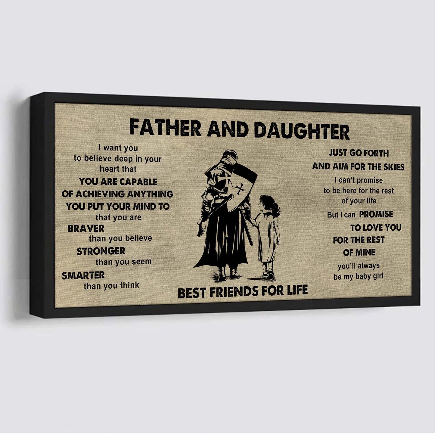 drb father and daughter best friends for life - that you are braver than you believe poster canvas gift for daughter from father