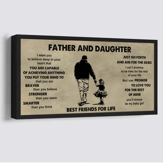 FAMILY-PHOTO UPLOAD Father And Daughter Best Friends For Life - That You Are Braver Than You Believe Poster Canvas Gift For Daughter From Father