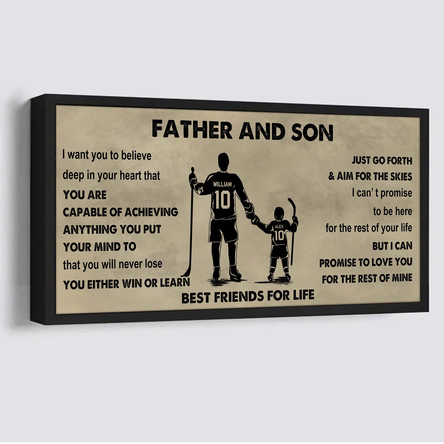 sport-family father and son best friends for life - ver 2 you will never lose poster canvas gift for son from father
