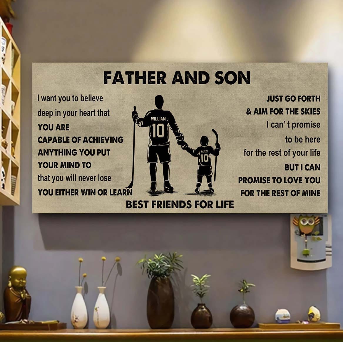 sport-family father and son best friends for life - ver 2 you will never lose poster canvas gift for son from father