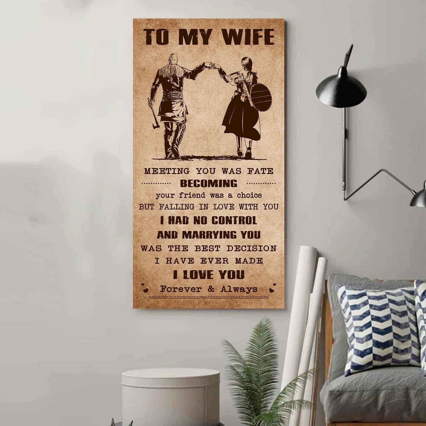 family poster canvas to my wife meeting you was fate - i love you forever and always gift for your wife