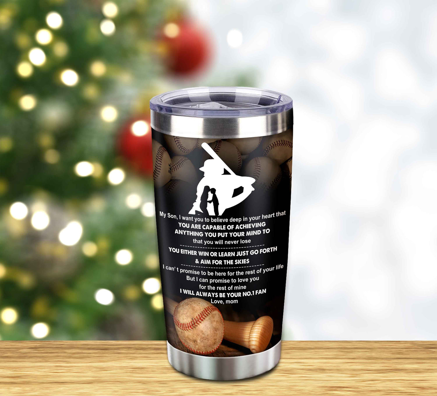 customizable tumbler to my son with inspriration quotes from dad and mom