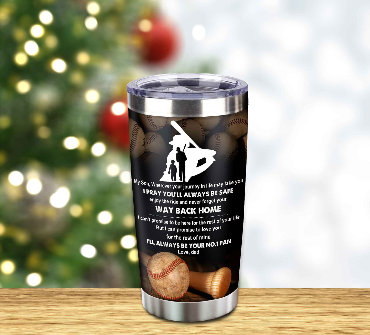 customizable tumbler to my son with inspriration quotes from dad and mom
