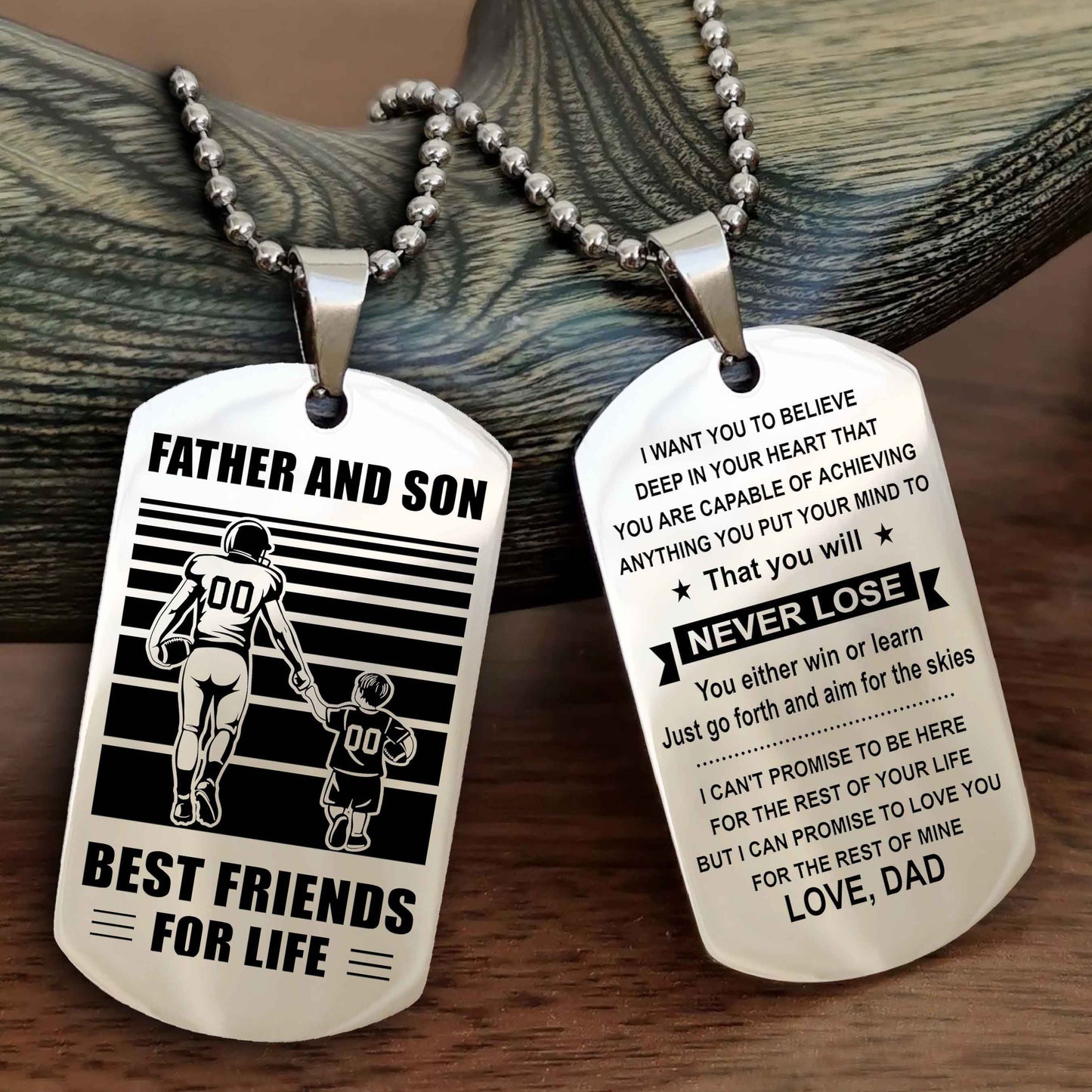New American Football Personalized Double Side Dog Tag From Father To Son With Message On The Back Gift For Your Son