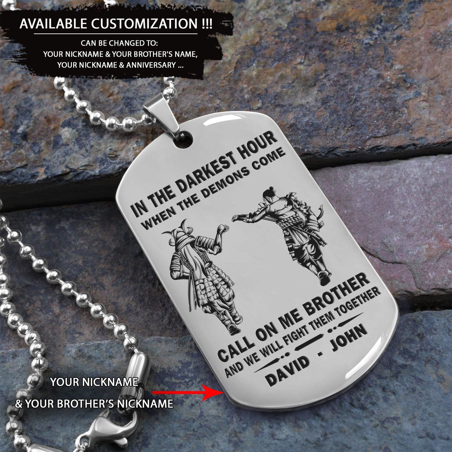 personalized one sided dog tag call on me brother and we will fight them together gift for your brother your cousins
