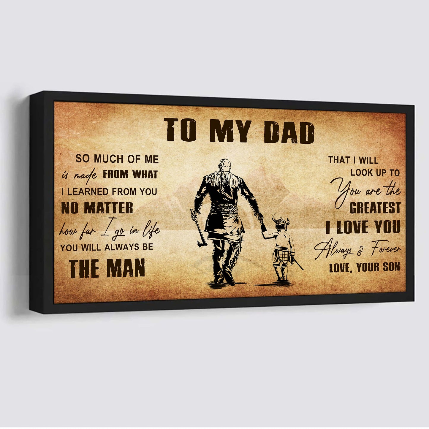drb to my dad - you are the greatest i love you poster canvas gift for father from son