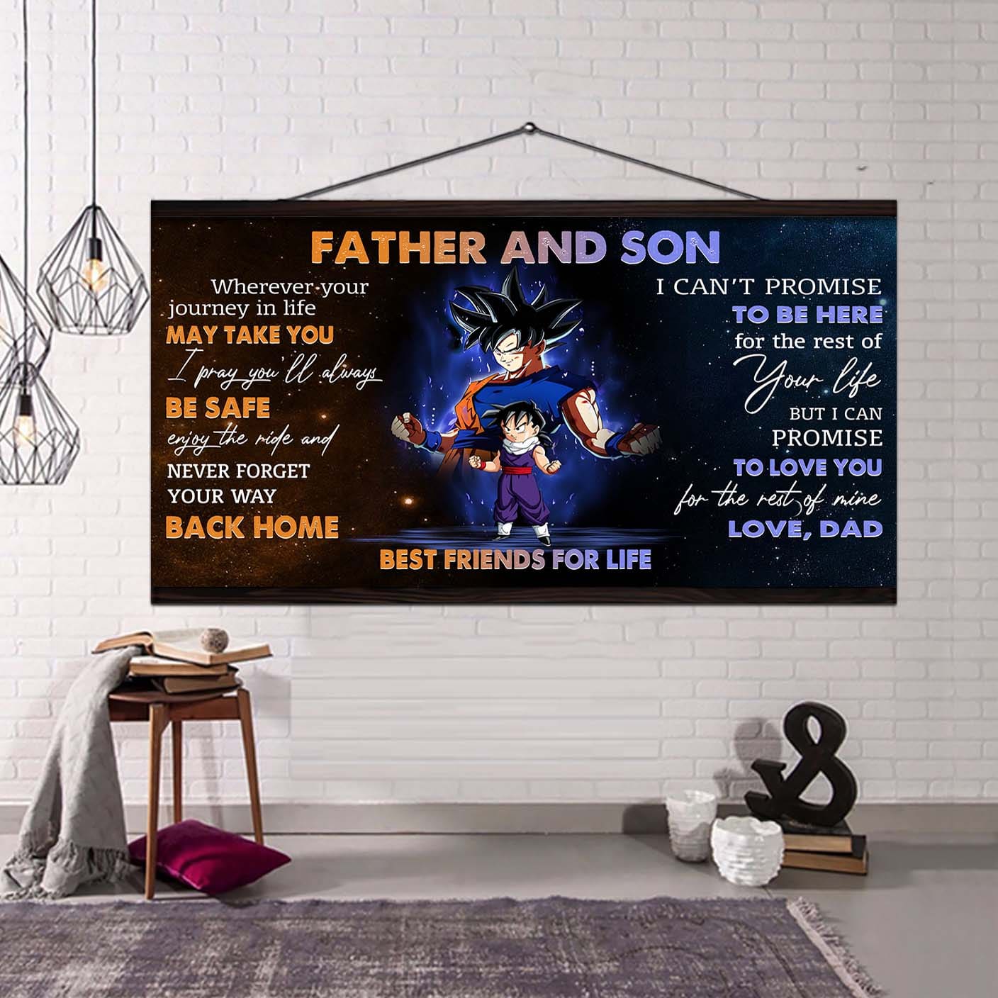 personalized gk to son poster canvas father and son best friends for life - message for your son gifts for him