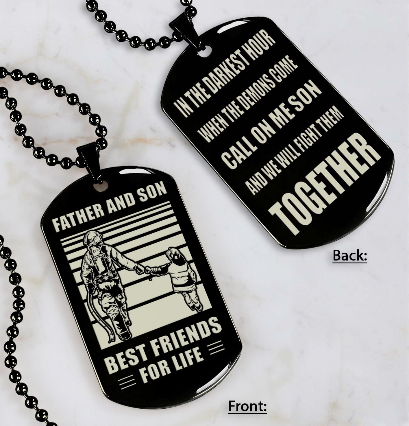 samurai personalized double sided dog tag call on me son and we will fight them together gifts for your son from dad