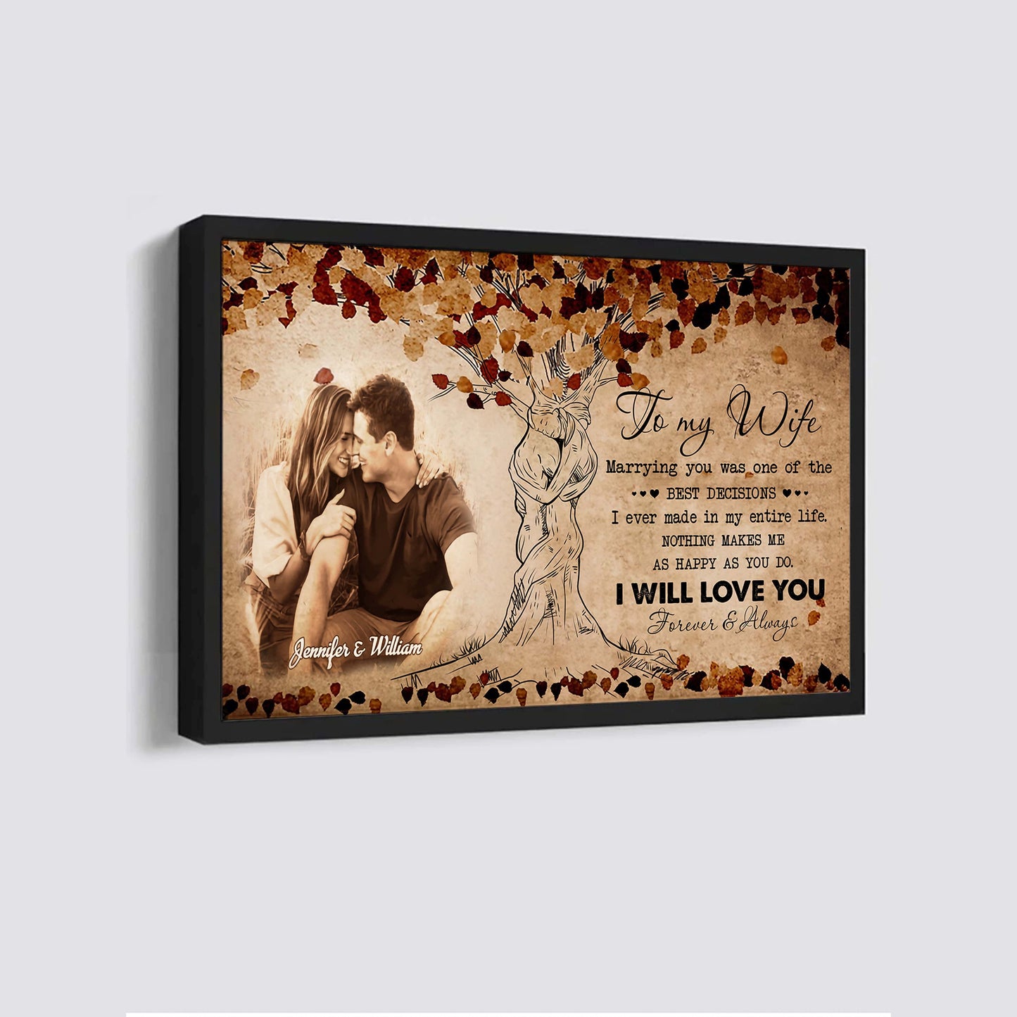 valentines gifts-poster canvas-custom image- husband to wife- if i could give you one thing in life