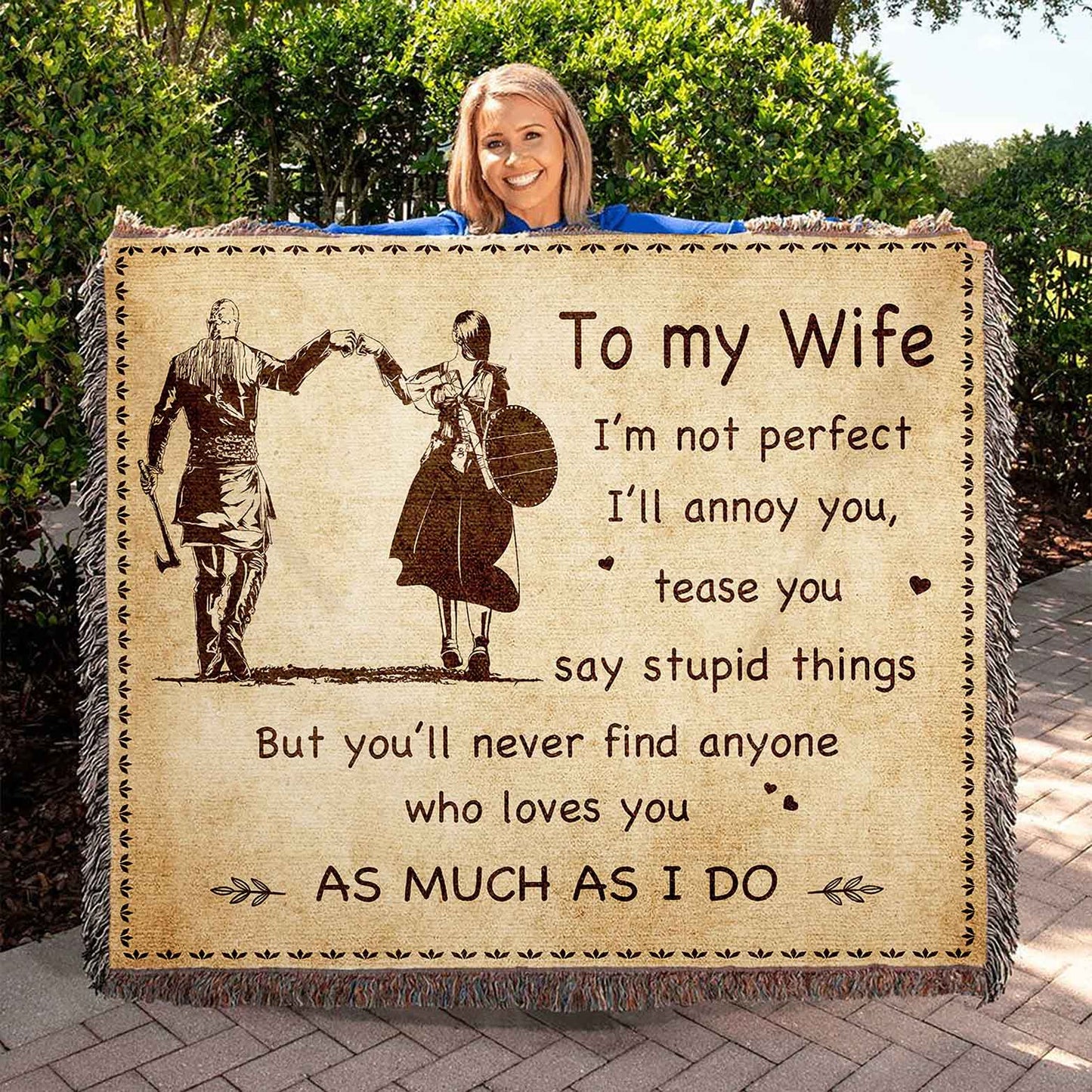 to my wife woven blanket i am not perfect gift for your wife