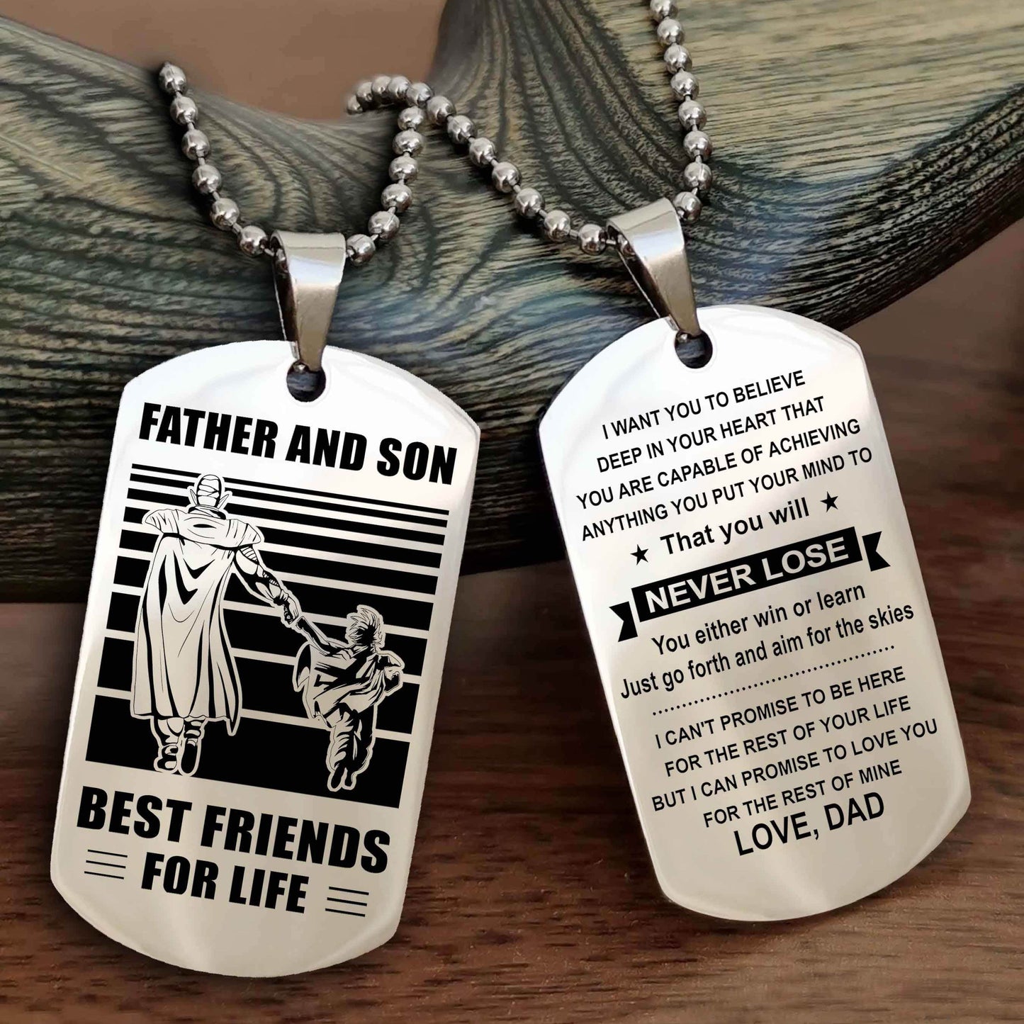 Cowboy Personalized Double Sided Dog Tag To My Son I Love You - You Will Never Lose You Either Win Or Learn From Dad To Son