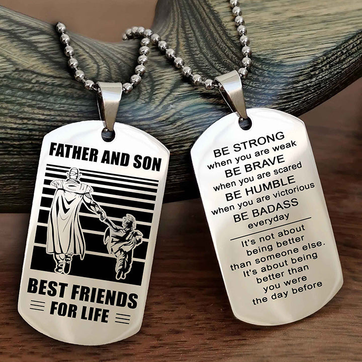 Cowboy Personalized Double Sided Dog Tag To My Son I Love You - Be Strong When You Are Weak Gift From Dad To Son