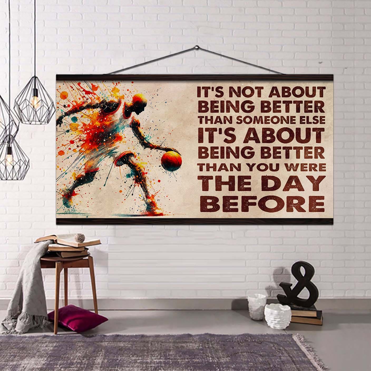 water color american football poster canvas it is not about being better than someone else