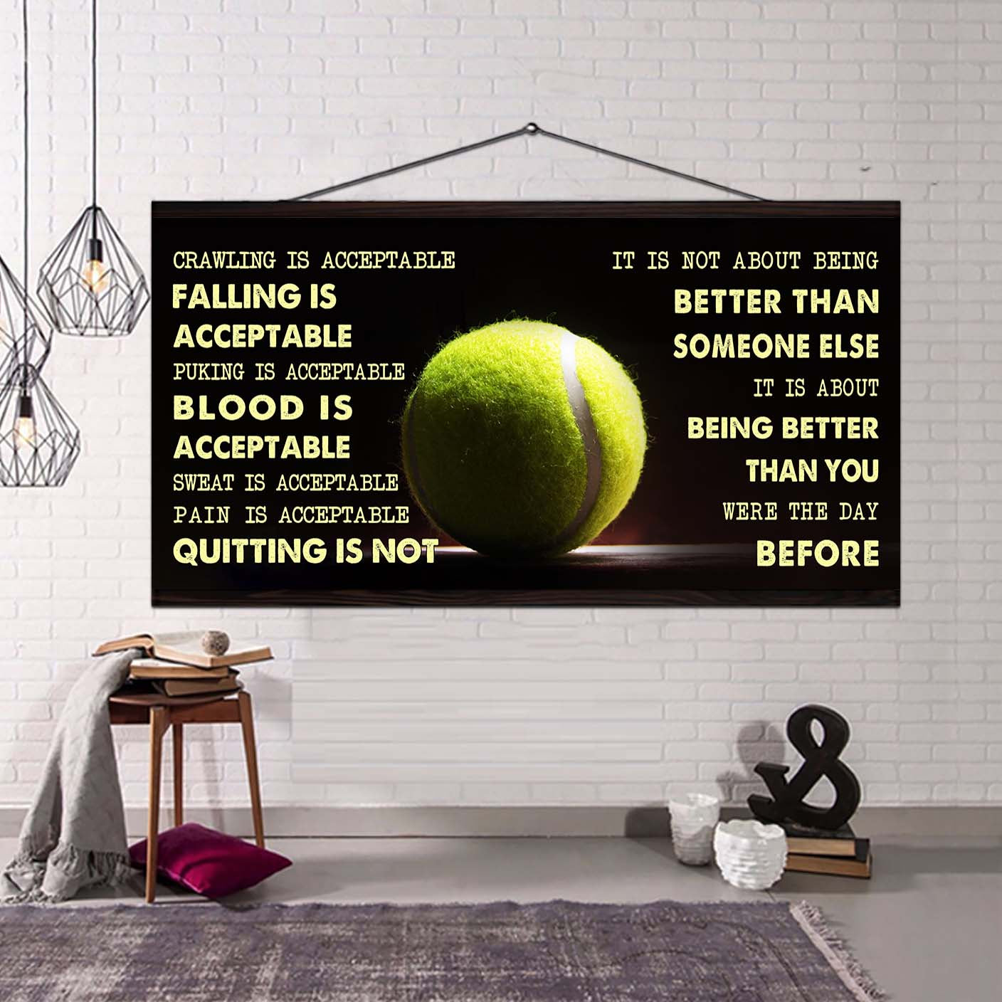 american football canvas quiting is not- it is not about being better than someone else
