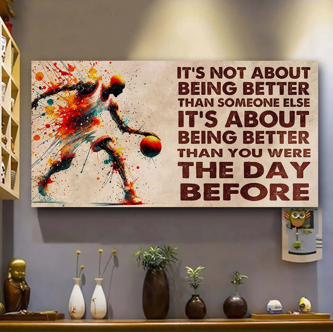 water color american football poster canvas it is not about being better than someone else