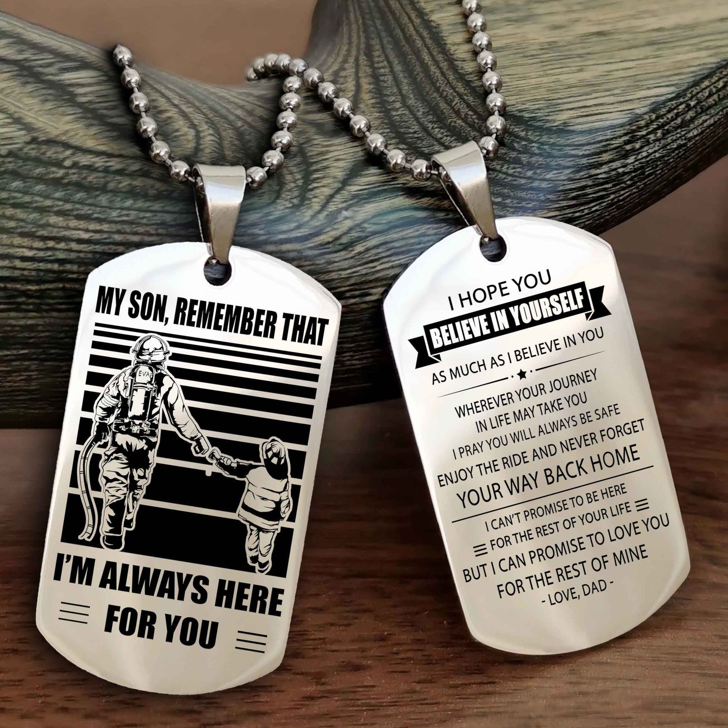 DRB Personalized Double Sided Dog Tag My Son Remember That I Will Always Here Never Forget Your Way Back Home