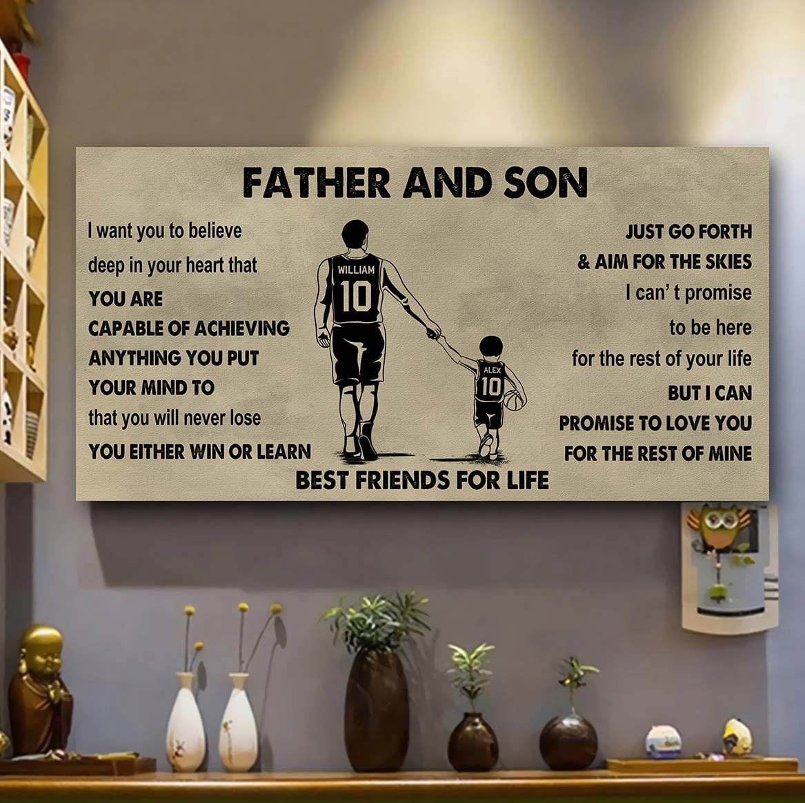 sport-family father and son best friends for life - ver 2 you will never lose poster canvas gift for son from father