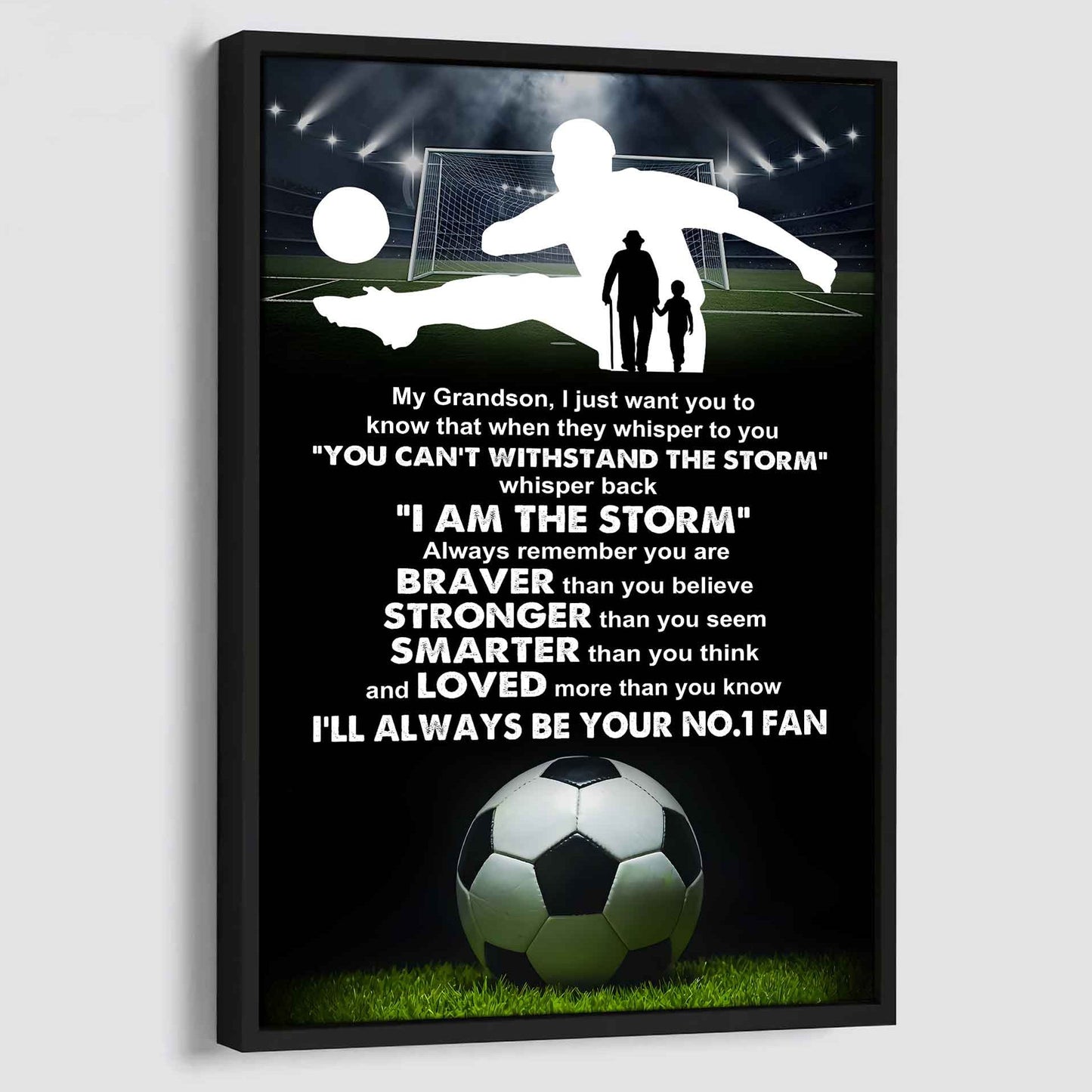 Sport Poster Canvas Granpa To Grandson - Whisper Back I Am The Storm I Will Always Your No 1 Fan