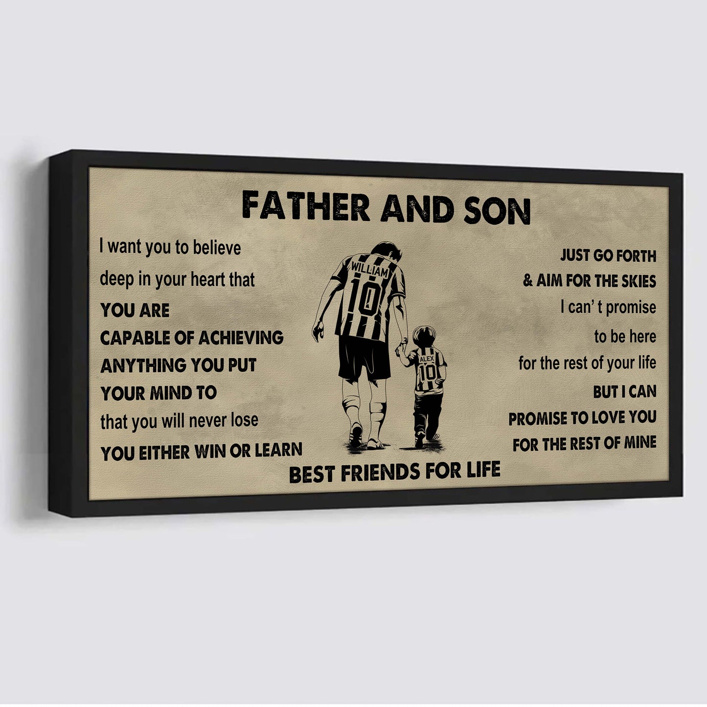 sport-family father and son best friends for life - ver 2 you will never lose poster canvas gift for son from father