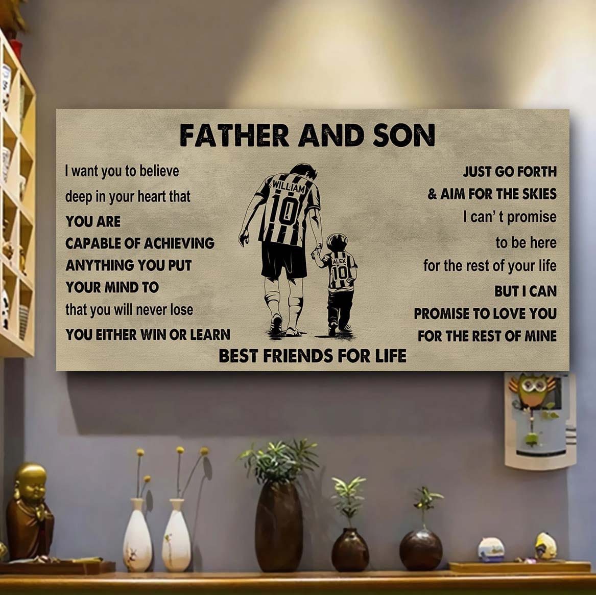 sport-family father and son best friends for life - ver 2 you will never lose poster canvas gift for son from father