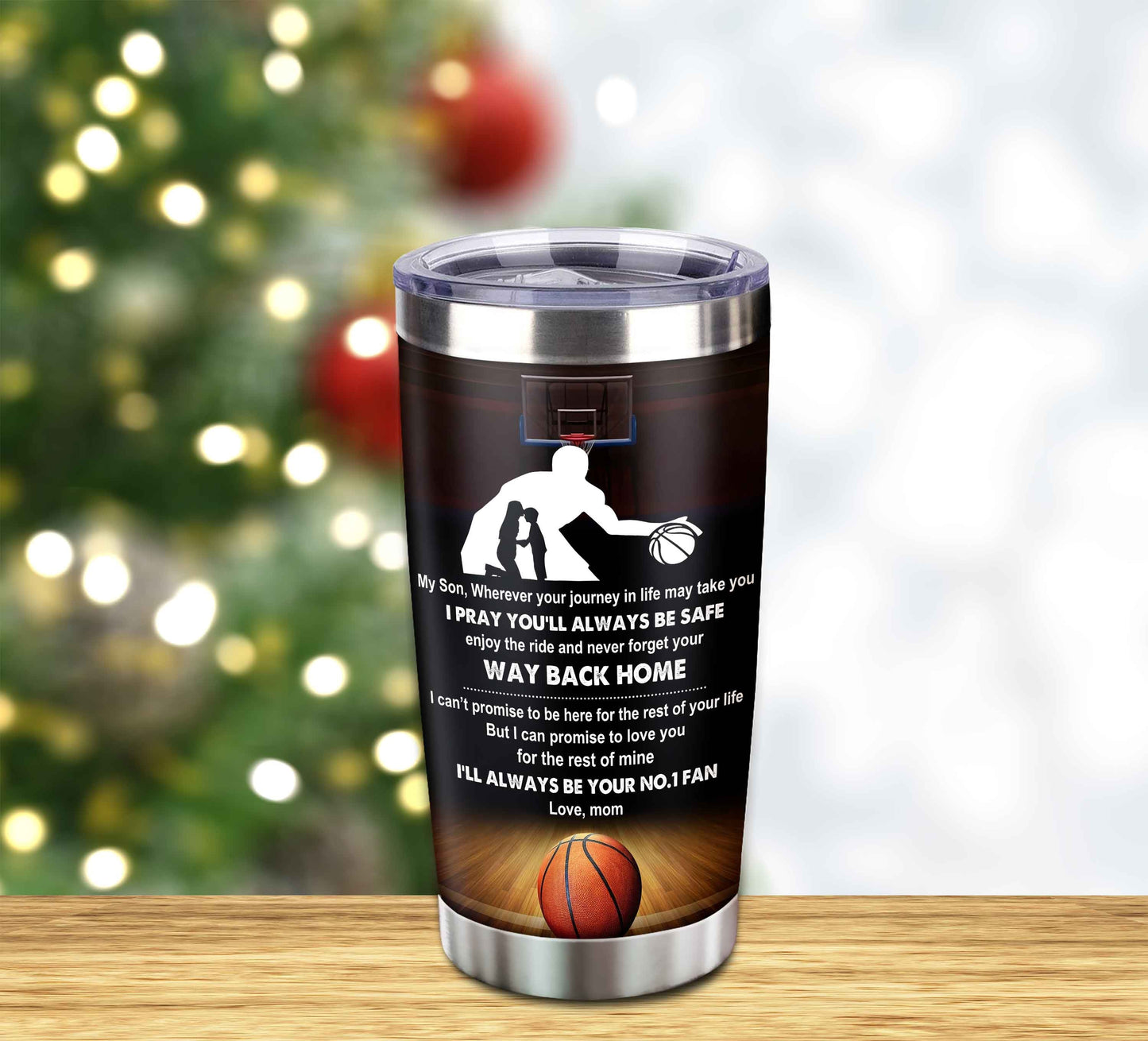 customizable tumbler to my son with inspriration quotes from dad and mom