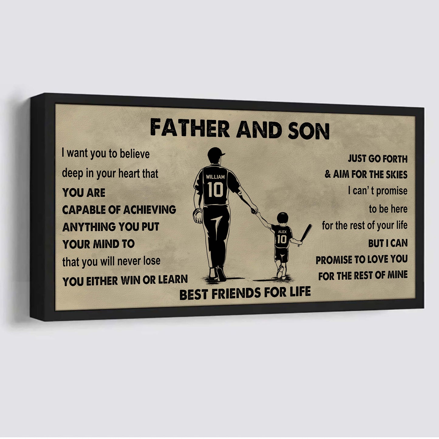 sport-family father and son best friends for life - ver 2 you will never lose poster canvas gift for son from father