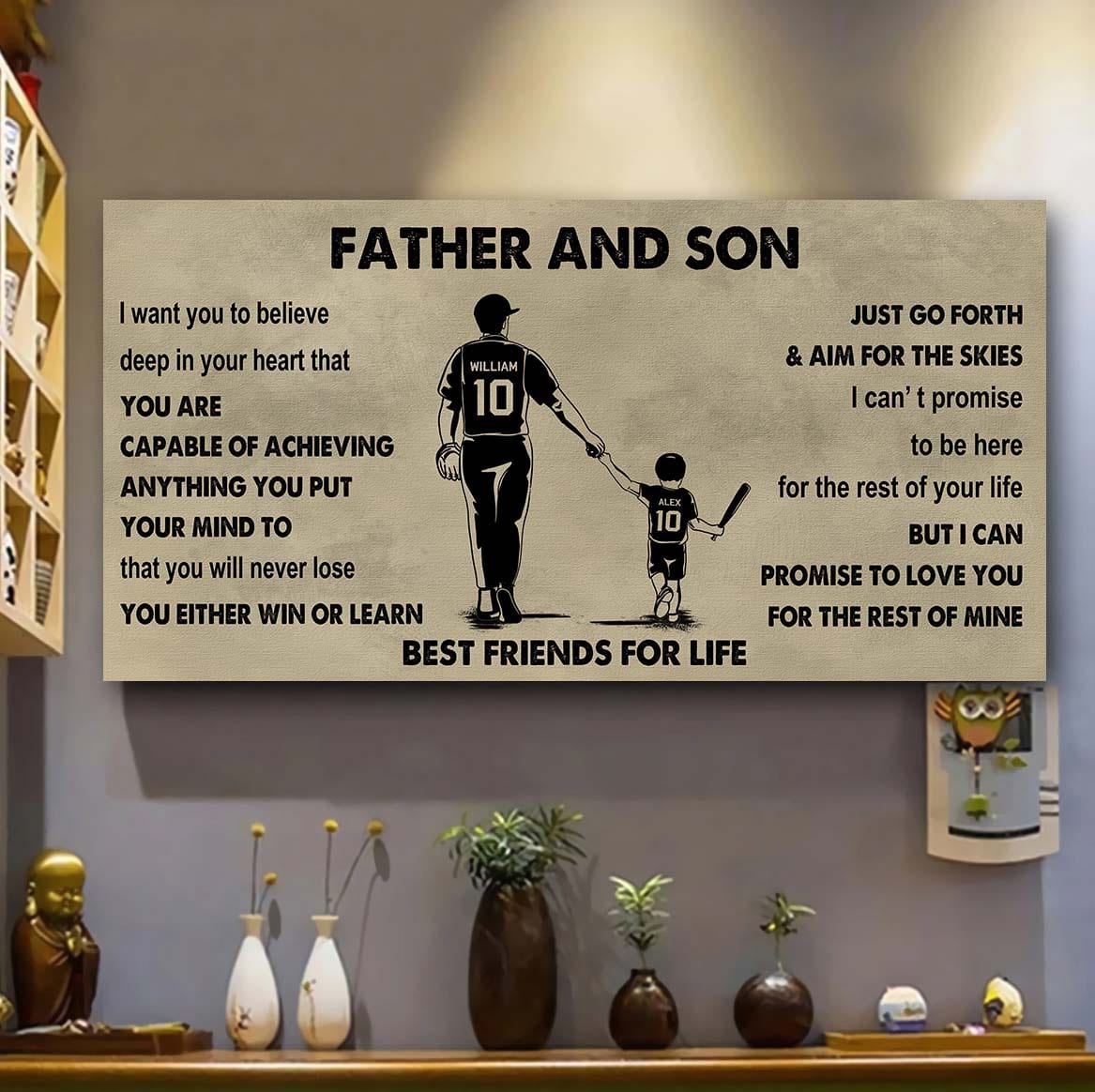 sport-family father and son best friends for life - ver 2 you will never lose poster canvas gift for son from father
