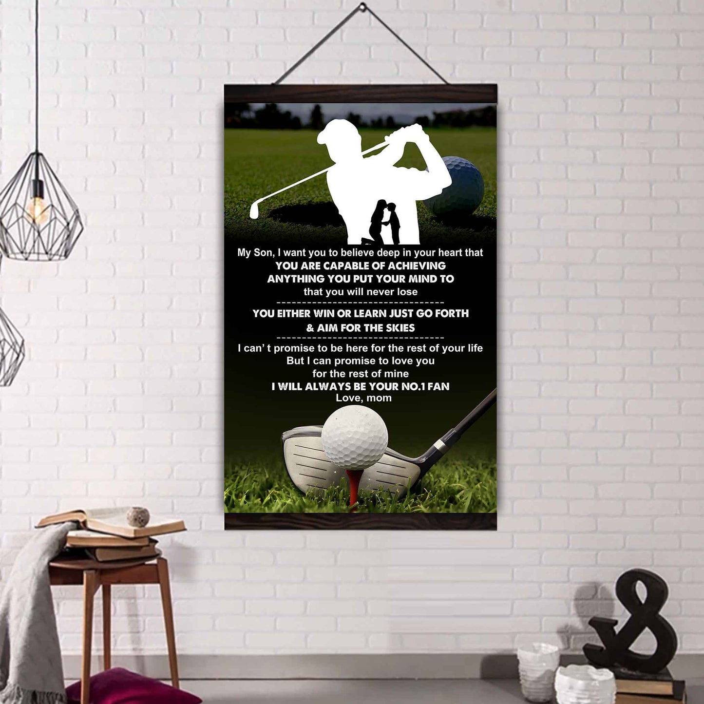 sport poster canvas mom to son - you will never lose you either win or learn i will always your no 1 fan